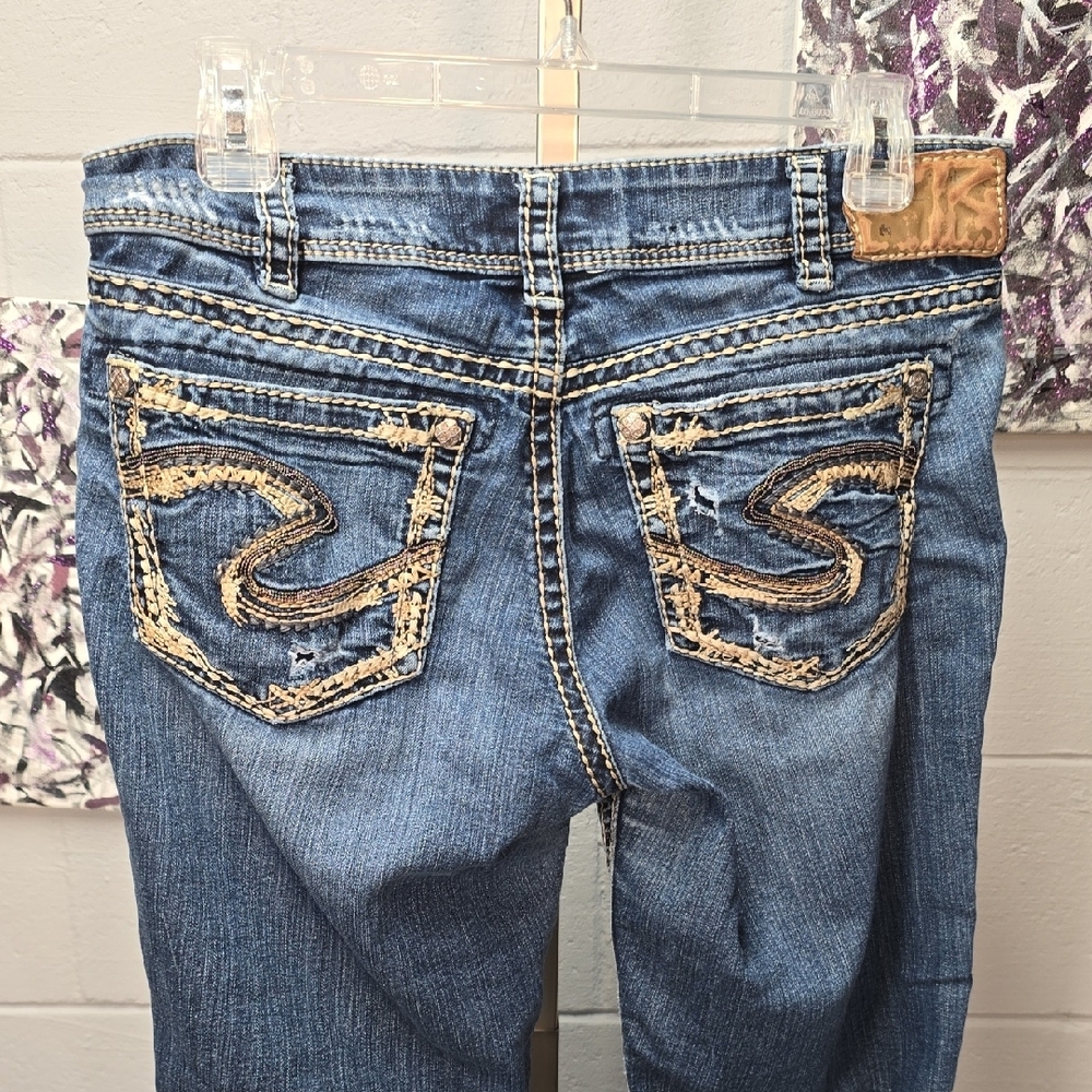 Silver Jeans Dark Blue Straight Leg Denim - Picture 8 of 14